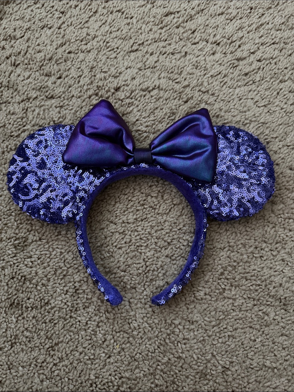 Purple Disney Parks Sequin Minnie Ear Headband with Bow